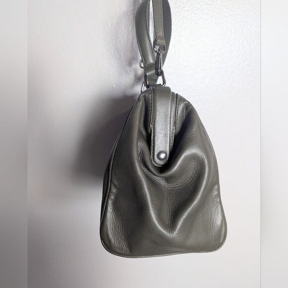 Nardelli Italian Dark Olive Green Leather Hinge Satchel Crossbody Handbag - Picture 5 of 8